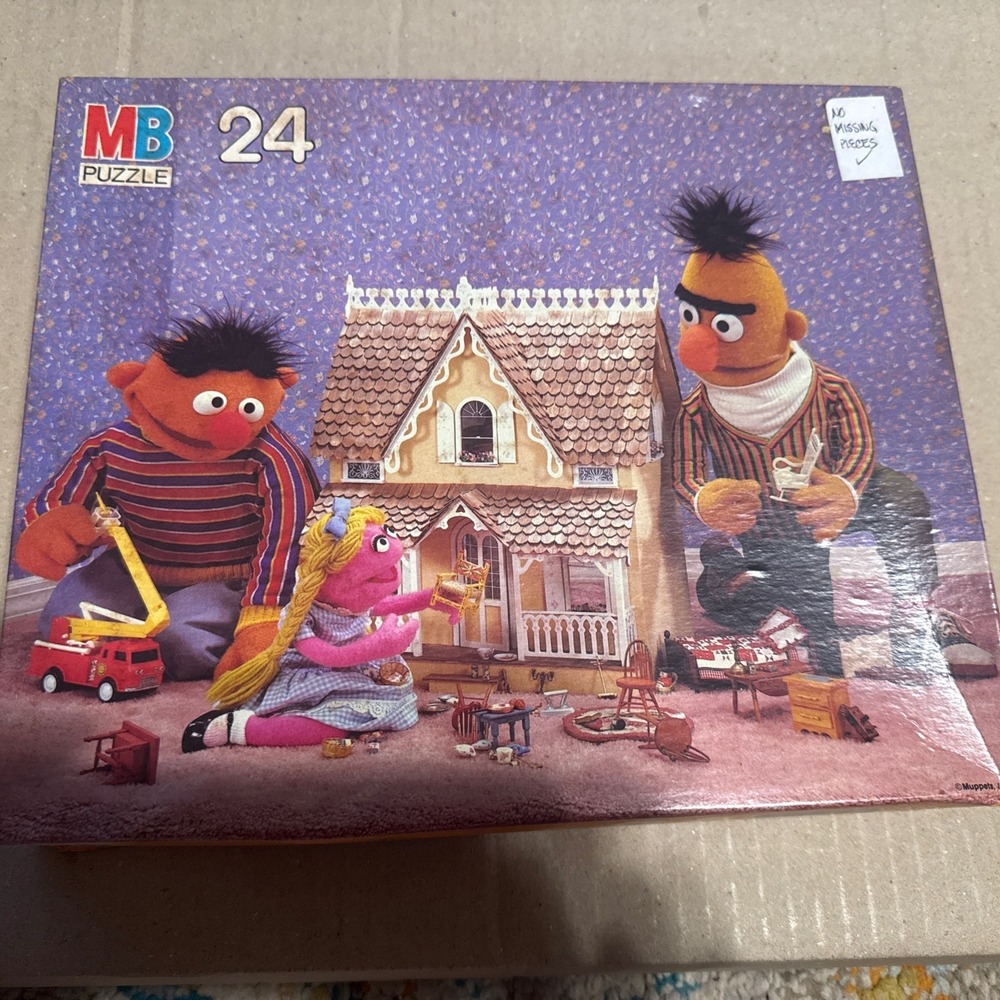 Milton Bradley Vintage Sesame Street Muppets Bert and Ernie 24 Piece Puzzle Comp